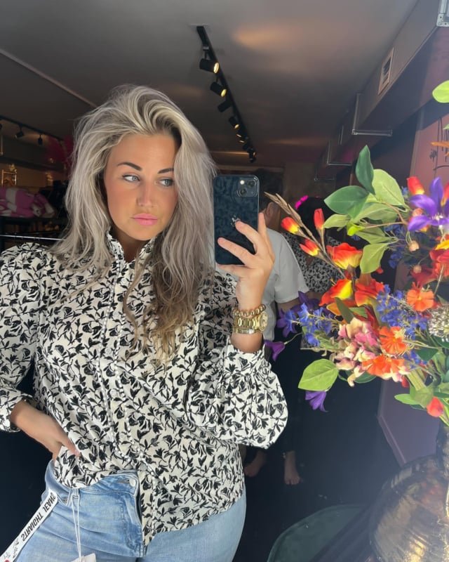 Blouse met print zwart-wit