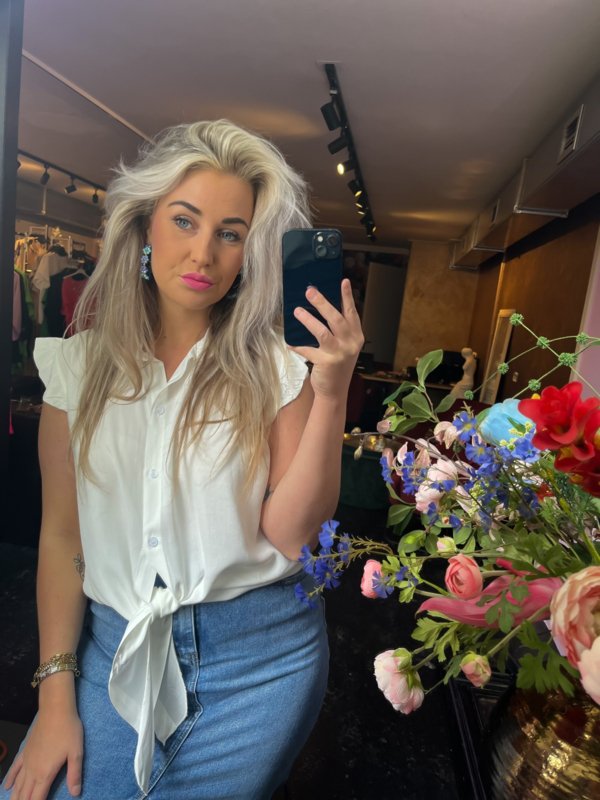 Le mari blouse off white korte mouw